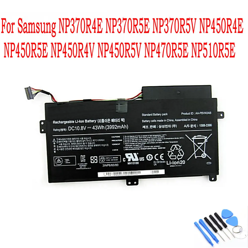 43WH AA-PBVN3AB ноутбук Батарея для samsung NP370R4E NP370R5E NP370R5V NP450R4E NP450R5E NP450R4V NP450R5V NP470R5E NP510R5E