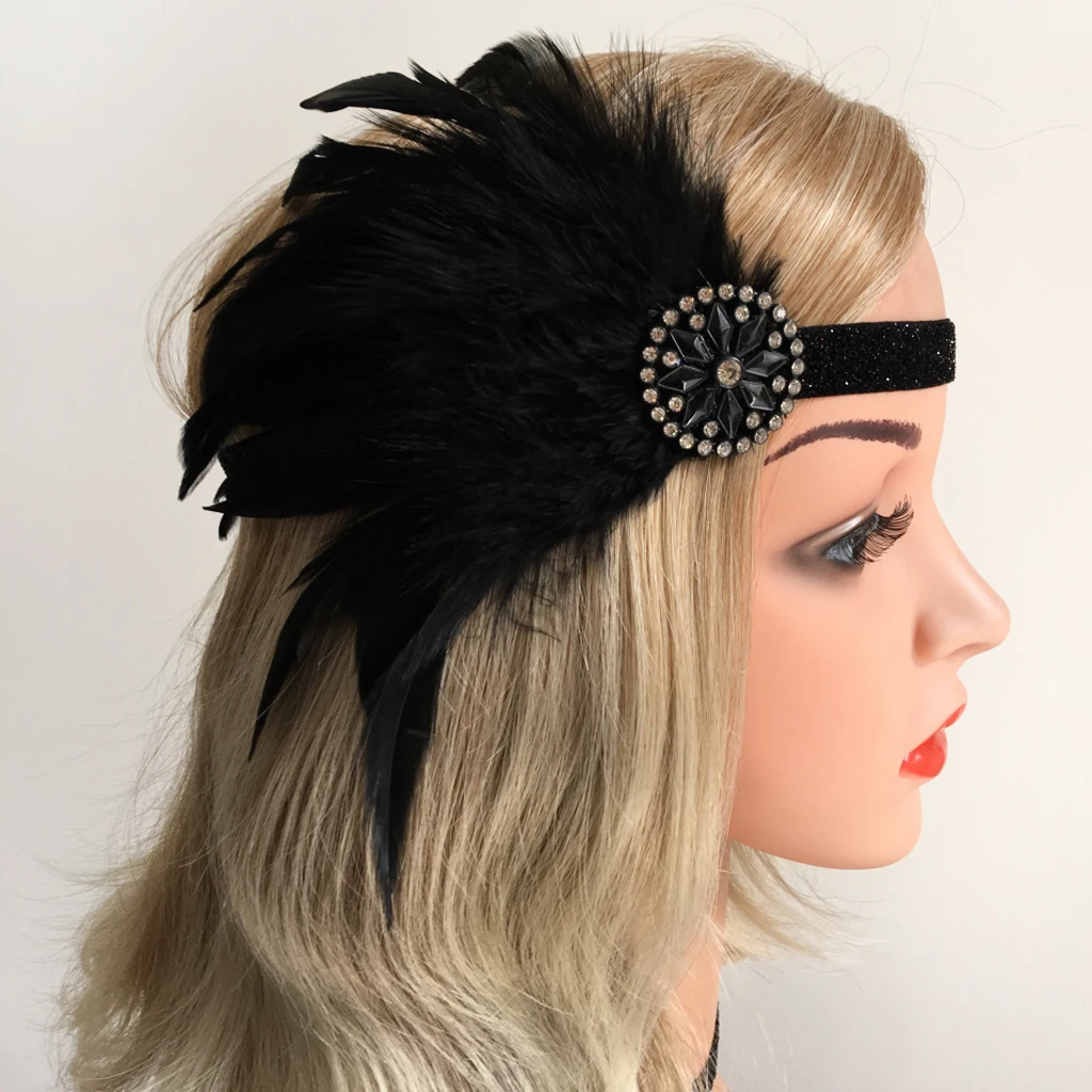Women's Black Headband 1920's Headdress Headband Headwear Hair Band Flappers Hair Accessories