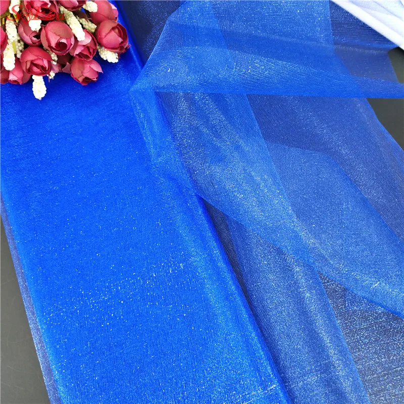 royal blue Фатиновая юбка-пачка для девочек, 48 см x 10 м, из органзы, из прозрачной газовой ткани, с блестящими кристаллами, в рулоне «сделай сам», подарок для вечеринки или свадьбы, 7zSH015 - Цвет: royal blue