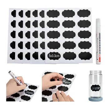 

90pcs Reusable Blackboard Stickers Removable Kitchen Sticker Labels Jars Bottle Cup Chalkboard Stickers Wall Sticker With Pen