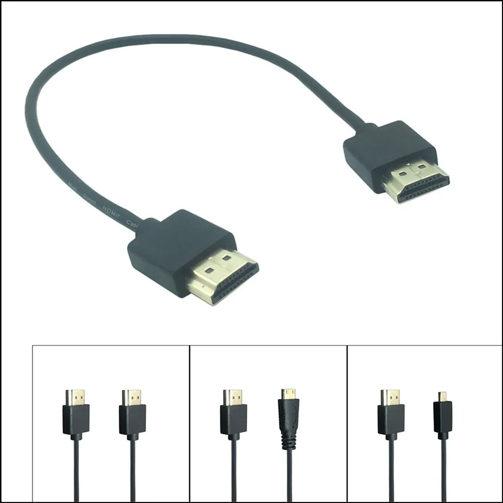 Сверхмягкий Кабель Micro HDMI тонкий кабель папа OD 3 0 мм и Mini male 2k * 4k hd @ 60 Гц 30 см 1