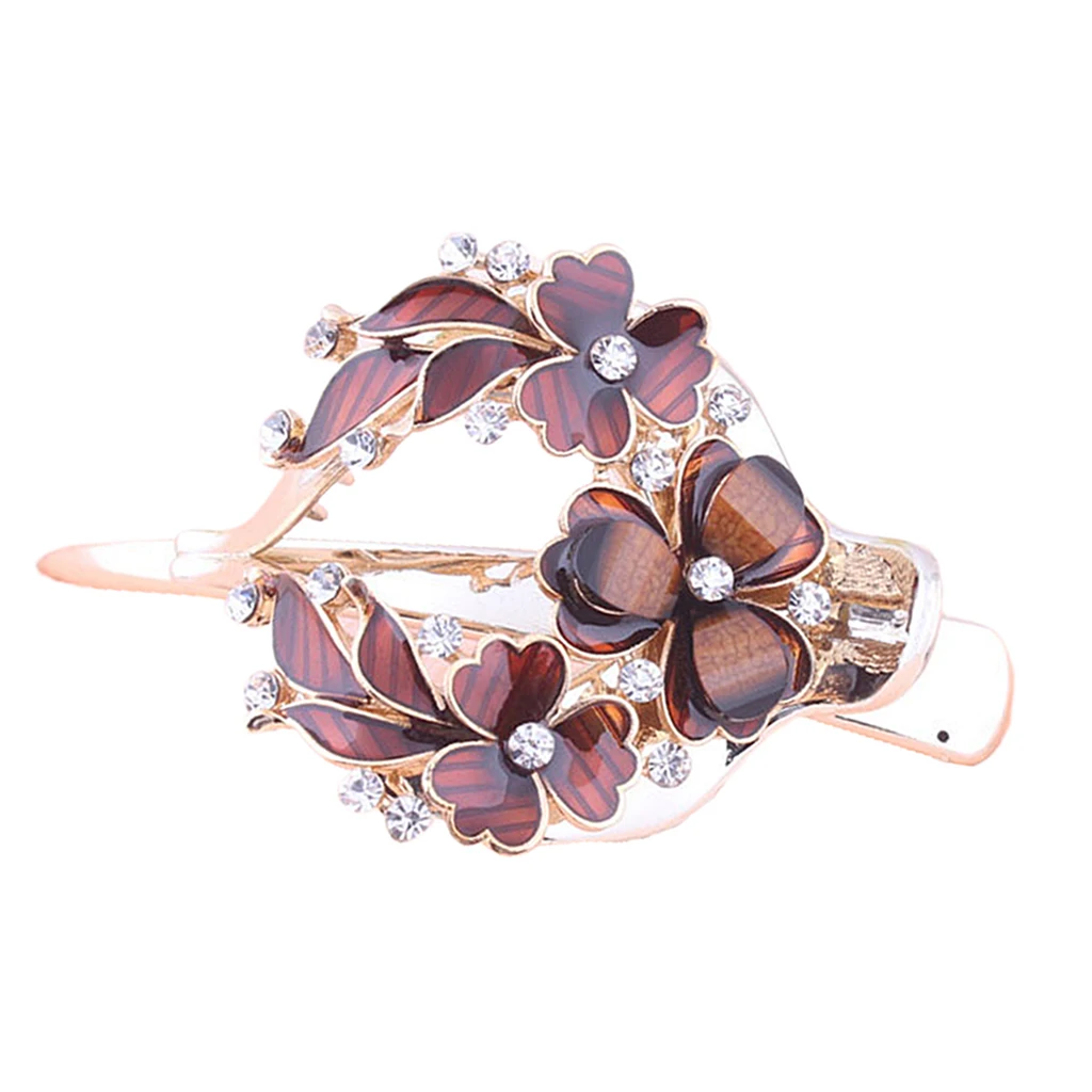 Lady Floral Hair Clip Zircon Casual Thick Hair Pin Clamp Crab Barrette Updo Tool Women Rhinestones Small Flower Hair clips