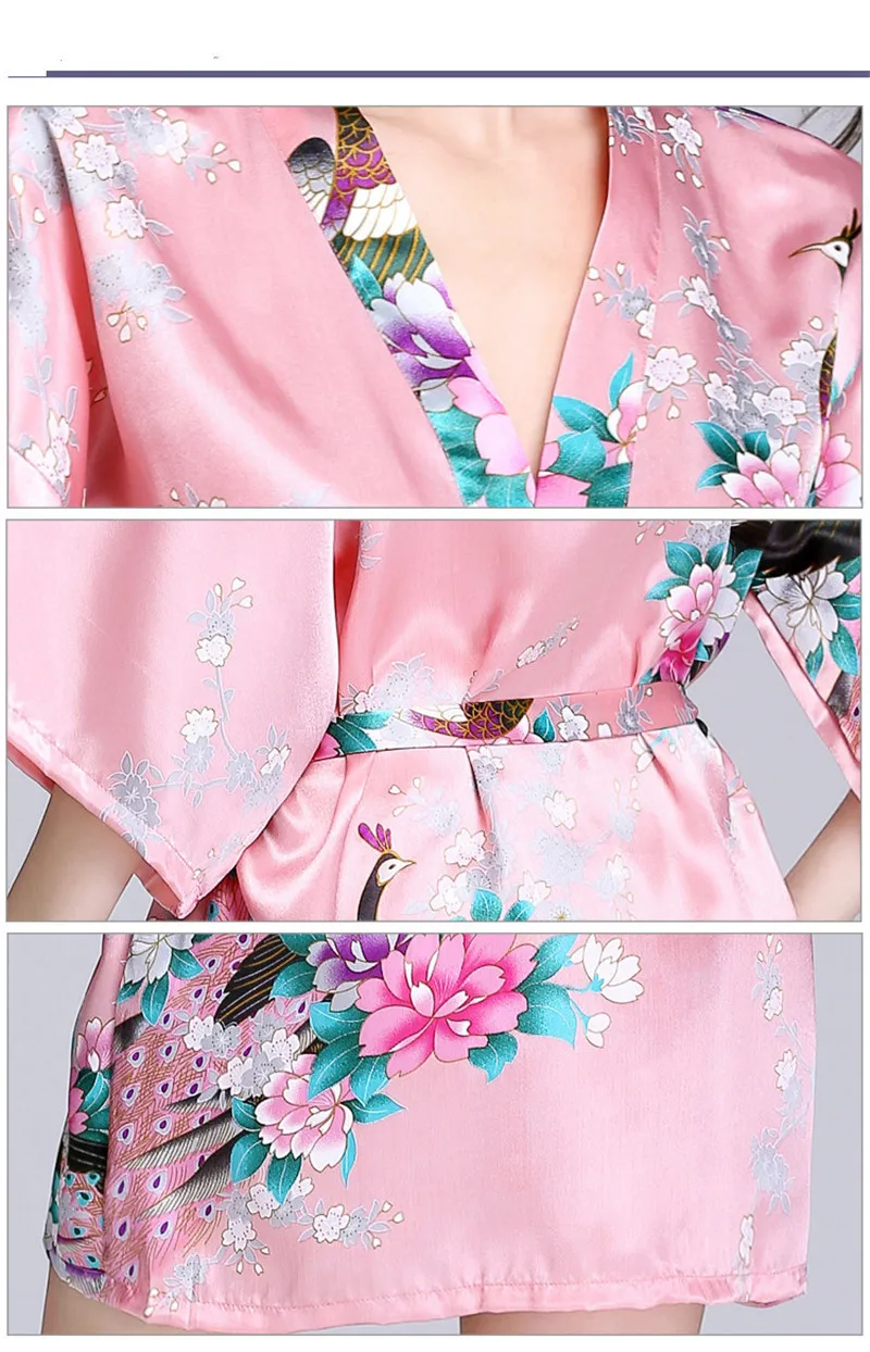 JULY'S SONG женский халат из искусственного шелка атласный Свадебный халат для невесты большой размер сексуальный цветочный халат Короткое Ночное белье женские пижамы кимоно