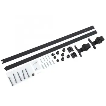 

6ft/6.6ft Barn Sliding Wood Door Hardware Steel Slide Rail Antique Track Black Tool