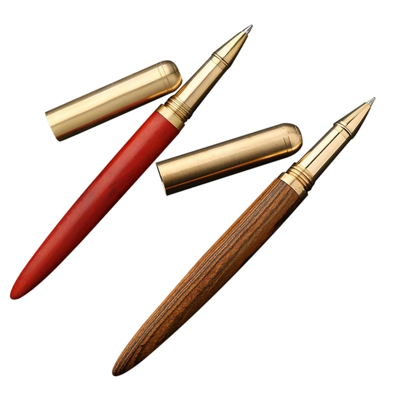 

2Pcs Copper Pen, Business Creative Gift Metal Pen, Gift Sign Pen, Travel Pen, Office, Transaction Pen-Red & Yellow
