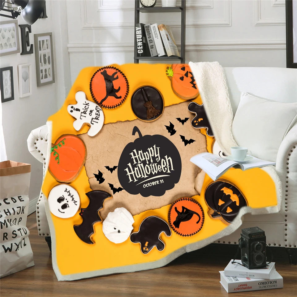 

Dropship Thicking Blanket Super Soft Nap blanket Skull Halloween BeachTowel For Children Blanket Throws bedsheet Travel