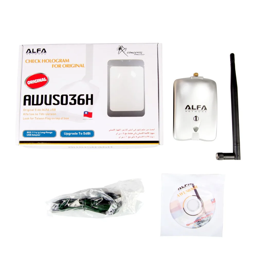 ALFA AWUS036H Realtek RTL8187L чипсет 2000 МВт Беспроводной USB Wifi адаптер 54 Мбит/с беспроводной USB Wi-Fi карта