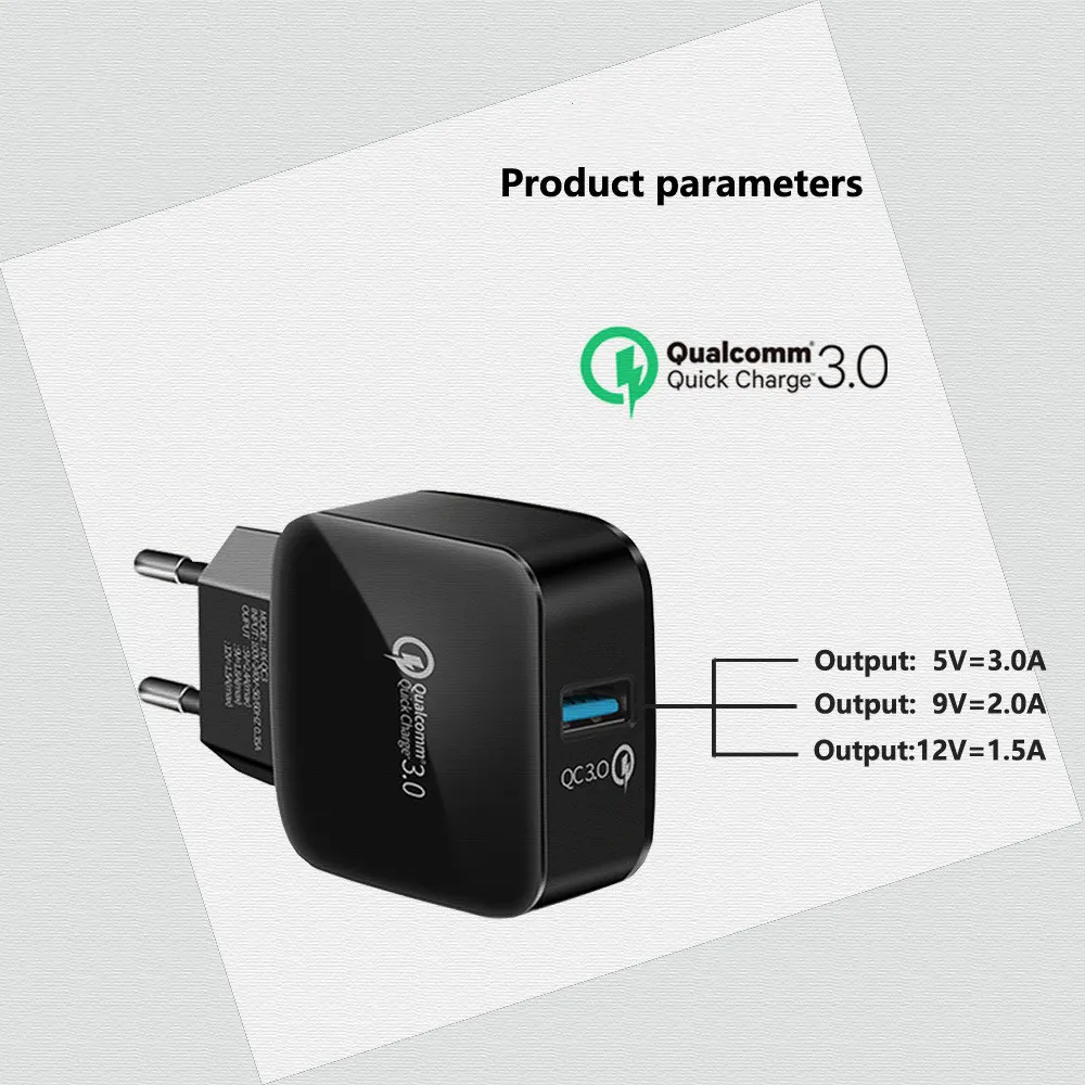 Быстрое зарядное устройство QC3.0 мини USB зарядное устройство адаптер ЕС-разъем, для поездок настенное зарядное устройство мобильного телефона для iPhone samsung Xiaomi