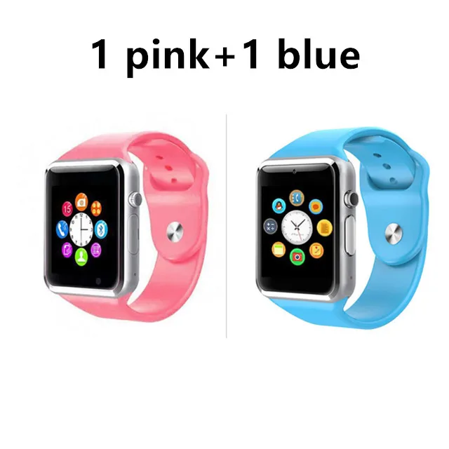 1 pink and 1 blue Bluetooth A1 Смарт часы спортивные наручные часы Поддержка 2G SIM TF камера Smartwatch для телефона Android PK iwo GT08 Dz09 Q18 Y1 V8 B57 - Цвет: 1 pink and 1 blue