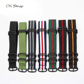 

10PCS Watch Accessories Replacement Belt for ZULU Watch Band 18mm 20mm 22mm 24mm with Black Heavy Duty 5 Rings Strap