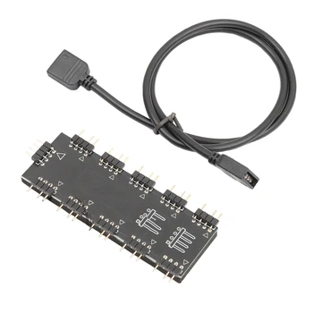 

New Universal 1 to 10 RGB Fan Hub Controller 4Pin 5V 12V for Computer Motherboard