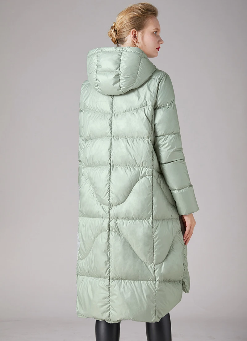 Elifashion, новинка, длинный пуховик на белом утином пуху, женская зимняя куртка с капюшоном, пуховик, зимняя куртка, пальто, Женский пуховик