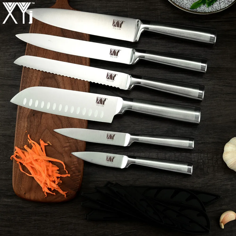 XYj японский набор кухонных ножей из нержавеющей стали, нож для очистки фруктов Santoku, кухонный нож для нарезки хлеба, набор аксессуаров