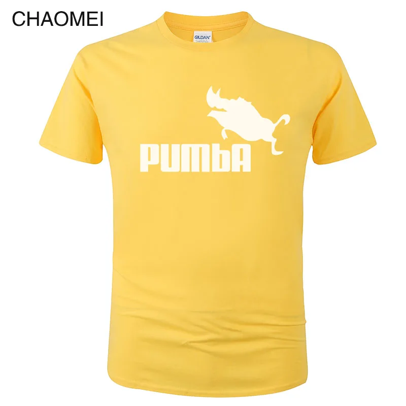 Хлопковая забавная футболка, милые футболки, Homme Pumba, футболка для мужчин и женщин, топы с короткими рукавами, крутая летняя модная футболка с принтом, C91