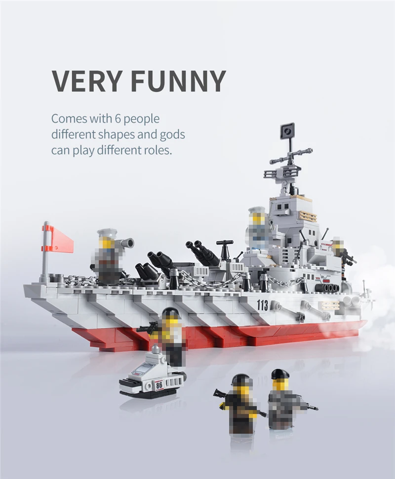 1000+ PCS Military Warship Navy Aircraft Army Figures Building Blocks LegoINGlys Army Warship Construction Bricks Children Toys