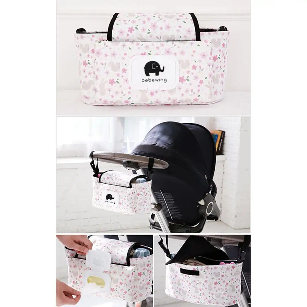 Kuulee Stroller Organizer Portable Baby Stroller Bag Nappy Diaper Carriage Hanging Basket Storage Organizer Stroller Accessories