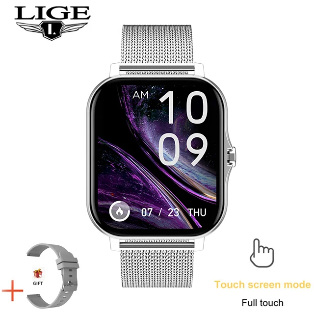LIGE 2021 New Smart Watch Women Men Bluetooth Call Fitness Tracking Heart Rate Custom Dial Sports Waterproof Women's Smartwatch 