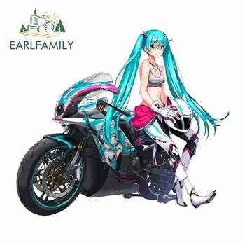 

EARLFAMILY 13cm x 11.8cm for Hatsune Miku DIY Occlusion Scratch Personality Car Stickers Custom Printing Decals Decoration