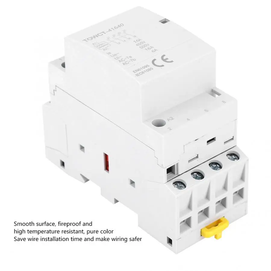 AC контактор для дома модуль 4P 16A 230/240V 4NO 35mm DIN установленный автоматический контактор