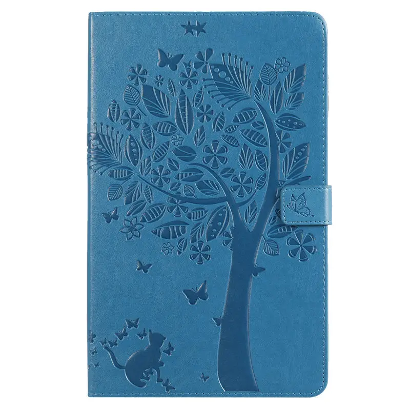 Blue Чехол для samsung Galaxy Tab A 10,1 T510 T515 SM-T510 SM-T515 чехол Funda для планшета с рисунком кошки и дерева откидная подставка+ подарок - Цвет: Blue