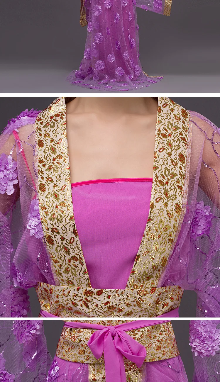 Древний китайский традиционный стиль Hanfu женские элегантные цветочные кружевные танцевальные костюмы для выступлений сказочные национальные фотографии платье