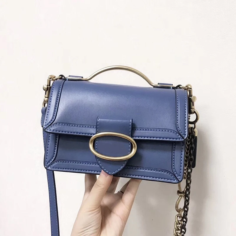 Новинка 2019 кожаная маленькая сумка Riley 18 синяя с граффити на одно плечо