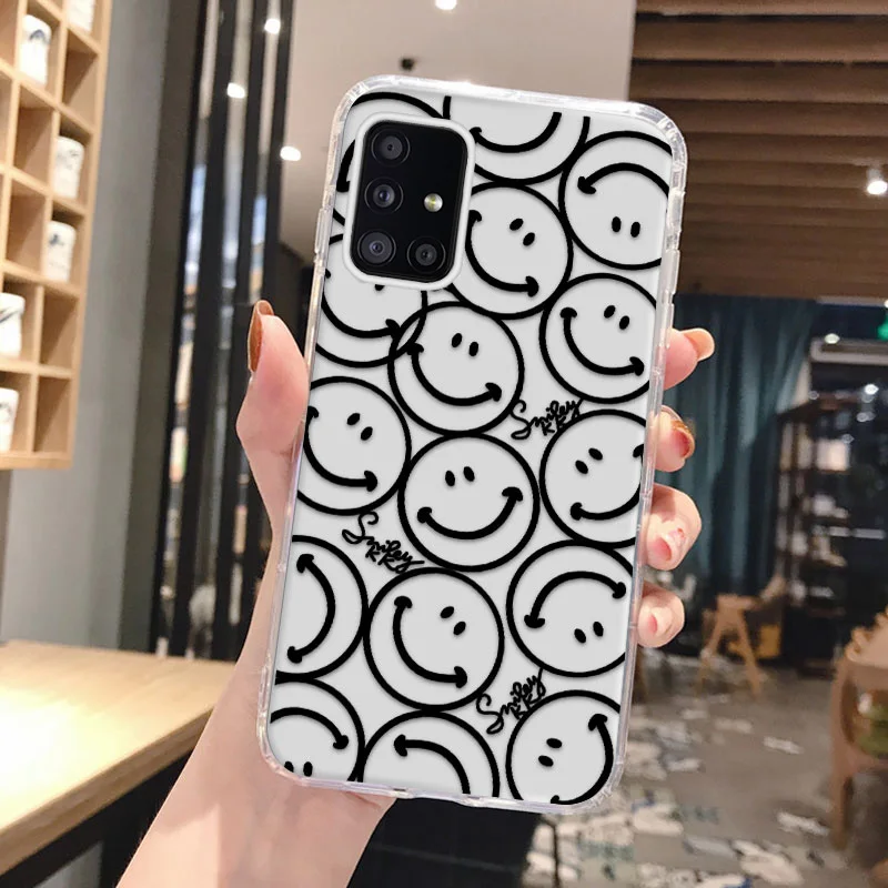 A12 Case For Samsung A51 Case Clear Funda Samsung S22 Ultra S21 A52S A32 5G 20 FE A50 A31 M31 A21S A71 A72 A13 Cute Smile Covers