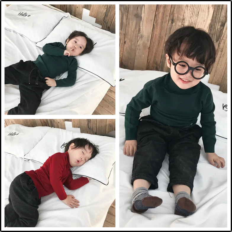 20181 Autumn And Winter New Style Childrenswear Children High Collar Knitted Sweater Base Shirt Girls Slim Fit Knitted Pullover