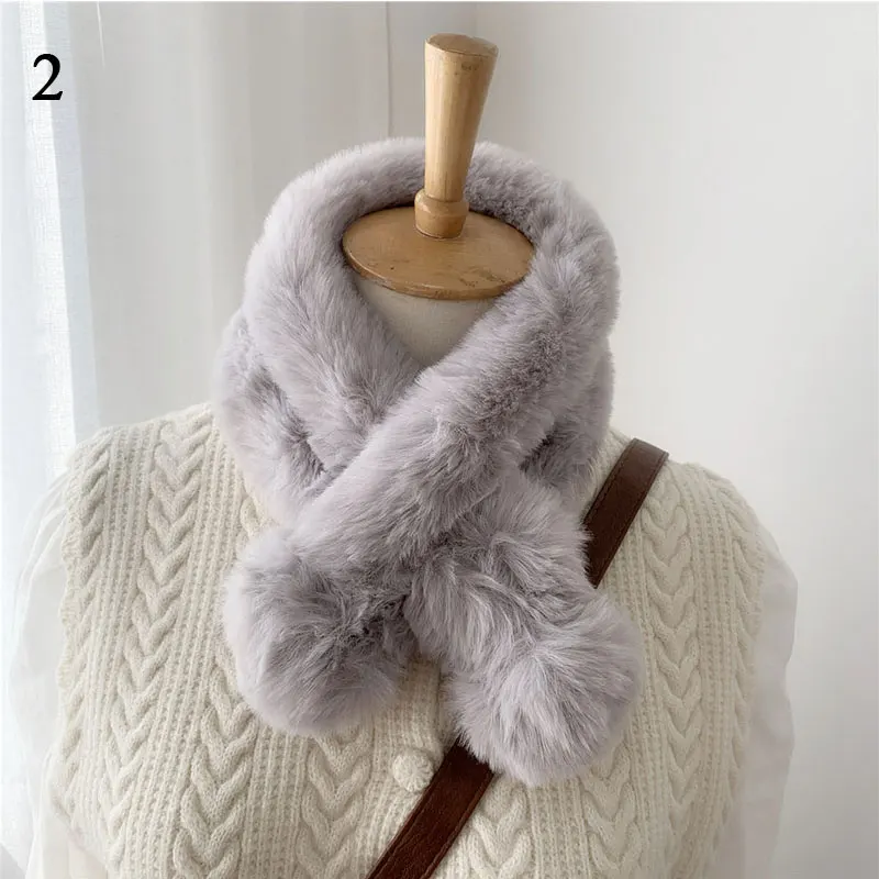 Cuello de piel de conejo Rex pañuelo Color espesar la piel suave Furry chal doble bola cálida bufandas de punto bufandas de bufanda AliExpress