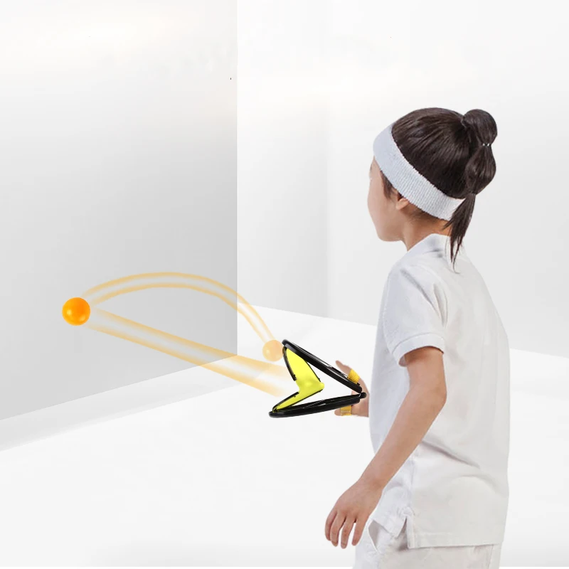 2 Rackets 1 Set Throw Ball Game Portable Indoor Outdoor Sport Toys Tennis Trainer Training with High Elastic Balls Home Fitness