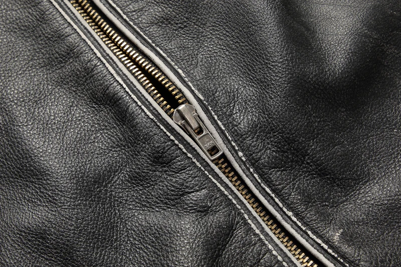 New Men Casual Cowhide Genuine Leather Jacket Stand Collar Riding Jackets Black/Black Eding/Vintage Gray Coats