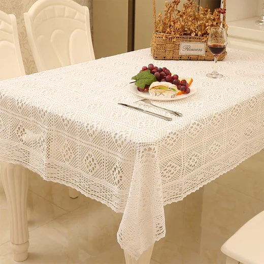 White Крючком прямоугольная скатерть, Настольная дорожка покрытие стола вечерние свадебные скатерти для домашнего стола мантель домашний декор - Цвет: White