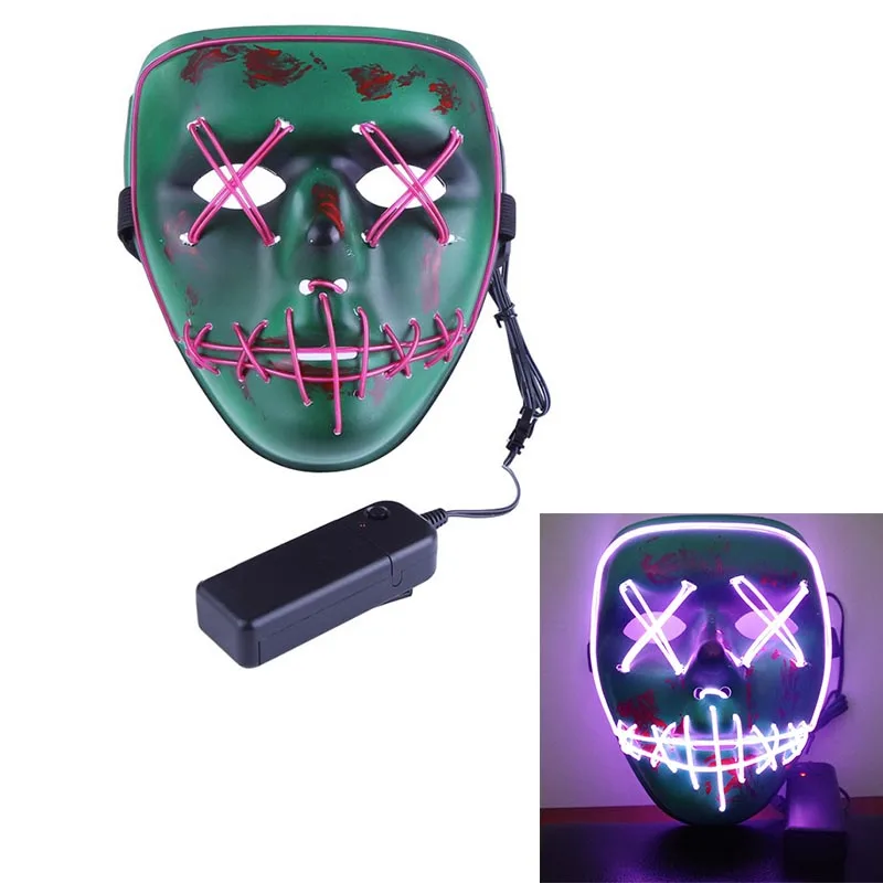 HL0761Z Светодиодный/EL маскарадная маска на хэллоуин костюм полное лицо покрытый фестиваль вечерние светильник маски светящиеся в темноте 43 цвета на выбор - Цвет: HL0761Z