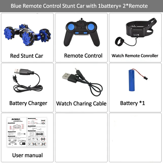 Blue Радиоуправляемый автомобиль трюк автомобиль жесты индукции скручивание внедорожный автомобиль скалолазание автомобильный светильник музыка дрейф танцы во время вождения часы Rc игрушка - Цвет: Blue