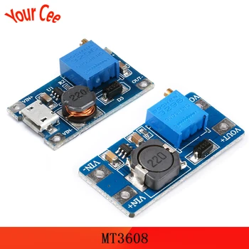 

MT3608 DC-DC Adjustable Boost Module 2A Boost Plate Step Up Module with MICRO USB 2V-24V to 5V 9V 12V 28V