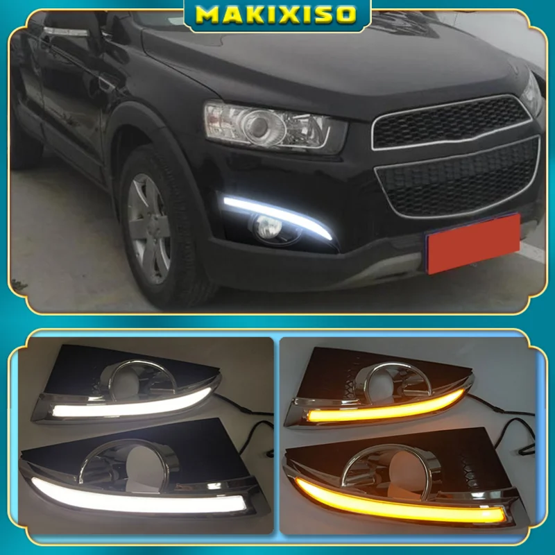 

1 пара для Chevrolet Captiva 2011 2012 2013 реле сигнала поворота автомобильный Стайлинг 12В светодиодный DRL дневные ходовые огни с отверстием для противотуманной фары