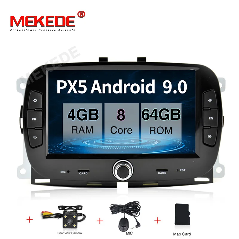 Новое поступление! PX5 android 9,0 4 Гб+ 64 ГБ Автомобильный Радио gps dvd-плеер для Fiat 500+ с wifi BT DAB carplay Автомобильный мультимедийный navi - Цвет: add camera