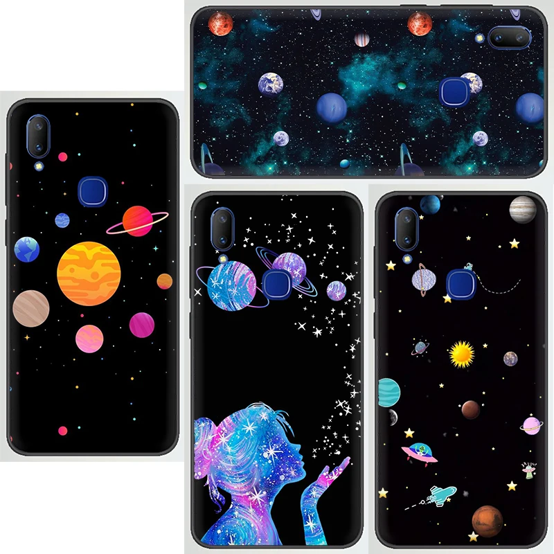 EWAU New Planet Space Pink Moon Silicone phone case for VIVO Y53 Y55 Y81 V5 V7 V9 V11 V15 Pro Y17 Y69 Y71 Y91 Y93 Y66 X9