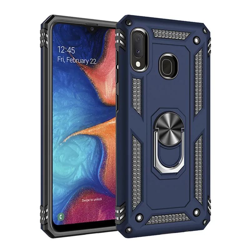 Роскошный чехол с магнитным кольцом для samsung Galaxy A20E, прочный защитный противоударный чехол с подставкой для samsung A40 A40S M30 M30S, чехол - Цвет: Blue