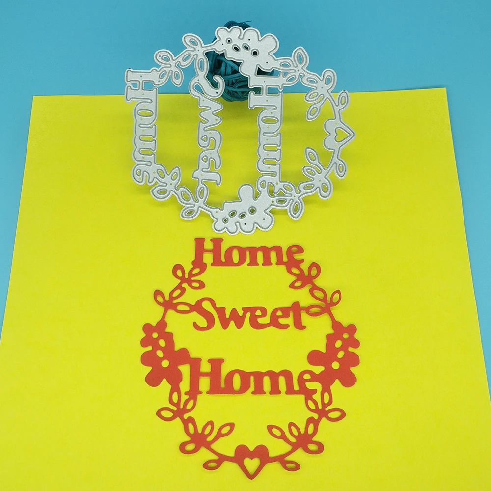 

Цветочная корзина, кружевная металлическая Форма для резки с домашней милой фразой для скрапбукинга, украшение для фотоальбома «сделай сам», искусство ручной работы