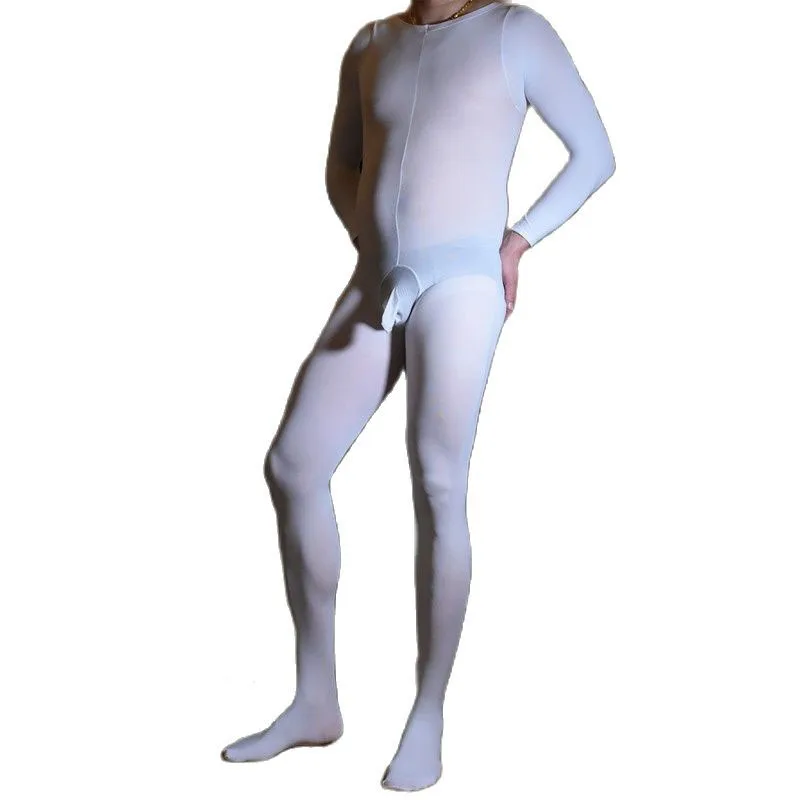 Sexy Unisex 120D Nylons Tights Bodystocking Open Crotch Penis Sheath Convex Pouch Pantyhose Bodysuit Lingerie Stocking Body Suit men underwear women underwear sexy lingerie