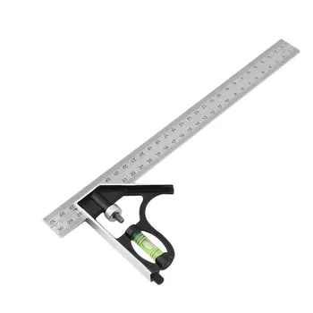 

300Mm Multifunctional Adjustable Combination Angle Ruler 45 / 90 Degree With Bubble Level Square Angle Ruler Measuring Tools