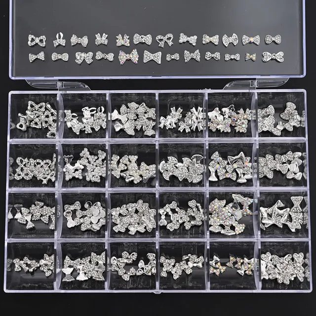 1BOX Jewelry Germ Nail Charms Luxury Kawaii Kit Crystal,Acrylic Flower,Rhinestones,Resin,Butterfly,Bear 3D Nails Decorations @MF set 6-240pcs
