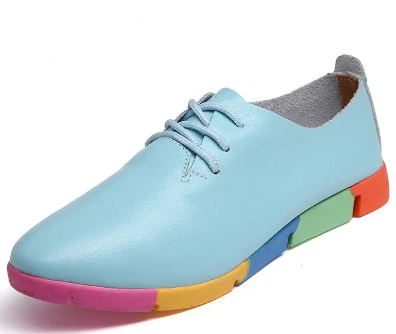 Plardin/Женская обувь на плоской подошве; сезон весна; модная удобная обувь из натуральной кожи на плоской подошве; женская обувь без застежки; Цвет Зеленый, Изумрудный; zapatos mujer - Цвет: Небесно-голубой