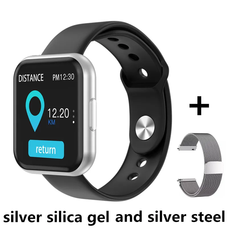 silver and steel T88 smart watch Мода smart watch человек smart watch Женская фитнес трекер монитор сердечного ритма весь экран сенсорный экран Смарт-браслет - Цвет: silver and steel