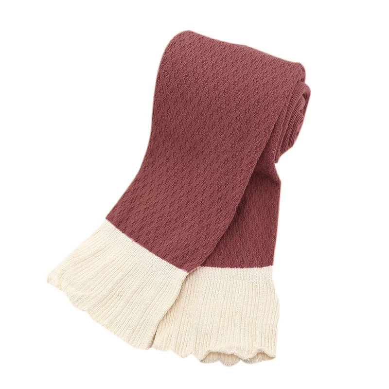 Осенние штаны для новорожденных девочек, хлопковые леггинсы с эластичной резинкой на талии, кружевные штаны для малышей - Цвет: D
