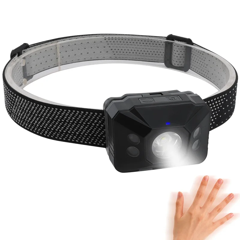 New Style with Warning Red USB Charging Sensing Headlights Outdoor Waterproof Run Light Camping Lamp Fishing Lamp