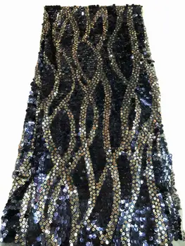 

High Quality African French Net Lace Fabric In Teal With Shining Sequins Embroidery For Party Dress FFR-1113