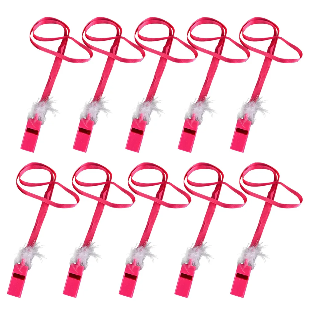 10pcs Novelty Whistle Plastic Reusable Feather Whistle Necklace for Hens Party Bachelorette Party Girls Party Cosplay Supplies