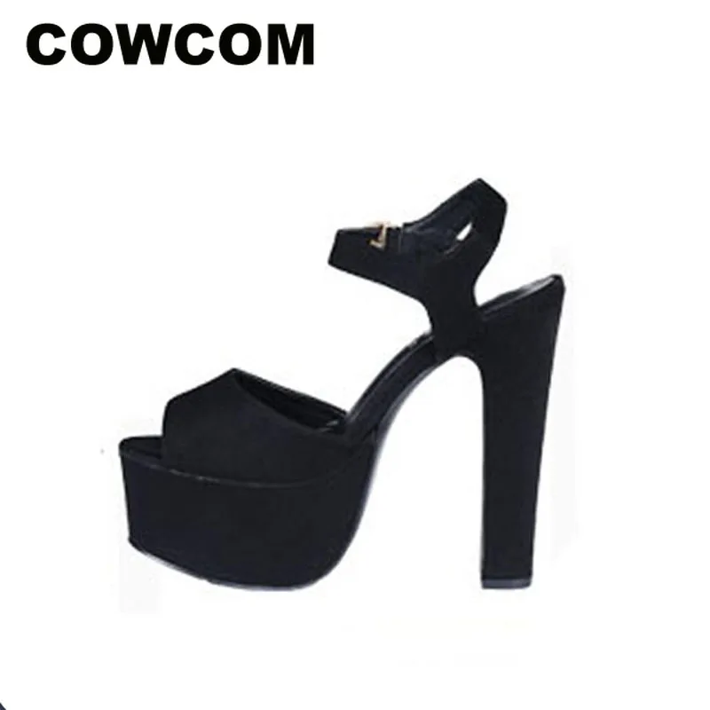 

COWCOM 2018 Spring New Sandals 14cm Thick With Thick-soled Platform Sandals Work Shoes Nightclub Heaven High .ZYW-696-2